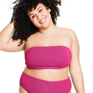 NWOT Tabitha Brown X Target Two-tone Pucker Bandeau Bikini Top